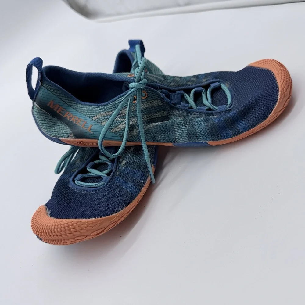 Merrell Barefoot Vapor Glove Comfort Walking Hiking Granola Shoes Us Size 8 Blue - Picture 2 of 10